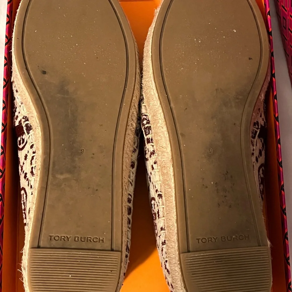 Tory Burch Burgundy Logo Espadrille Slip-On